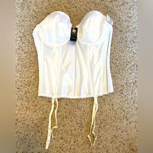 VA BIEN White Lace Strapless Bustier Corset with Garters. 34DD New with tags.